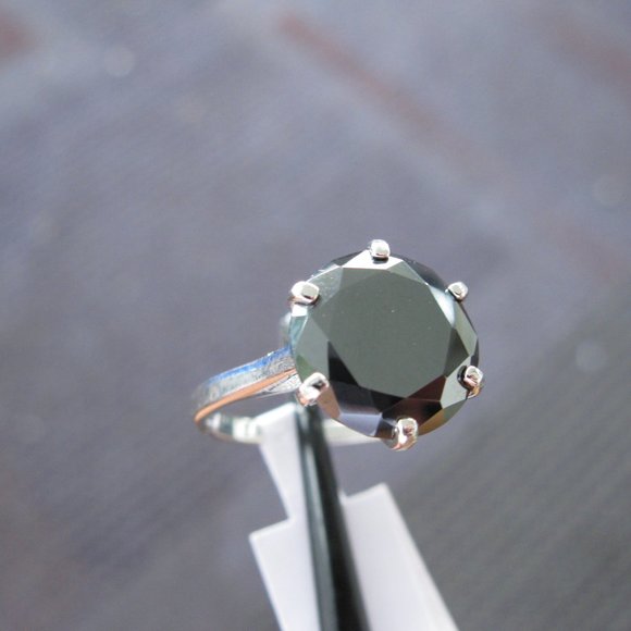 5.0ct 100% Natural Black Diamond Ring, All Sizes Free Diamond Tester,Certificate - Picture 11 of 15